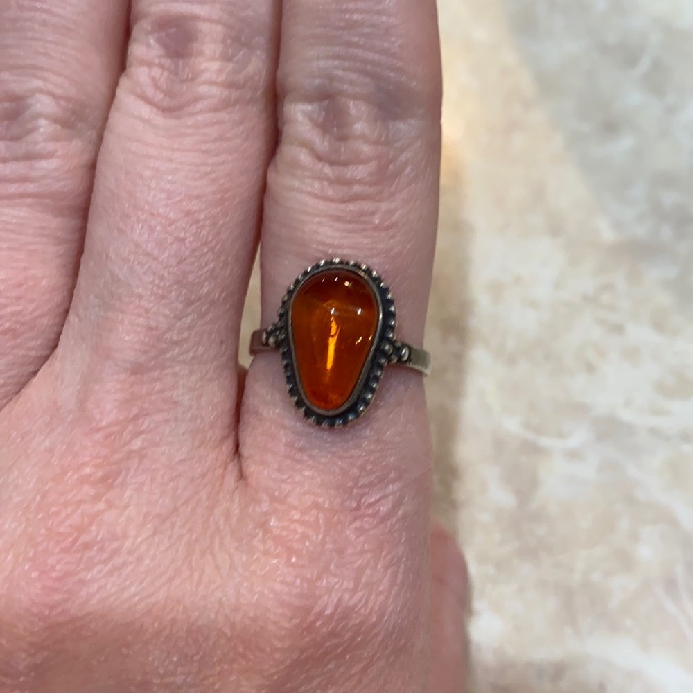 Amber Handcrafted Sterling Silver Ring